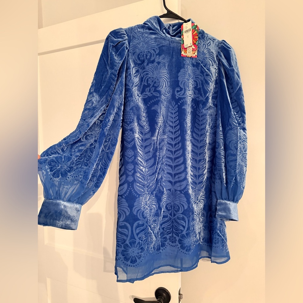 FARM Rio Blue Velvet Backless Dress - Picture 9 of 11